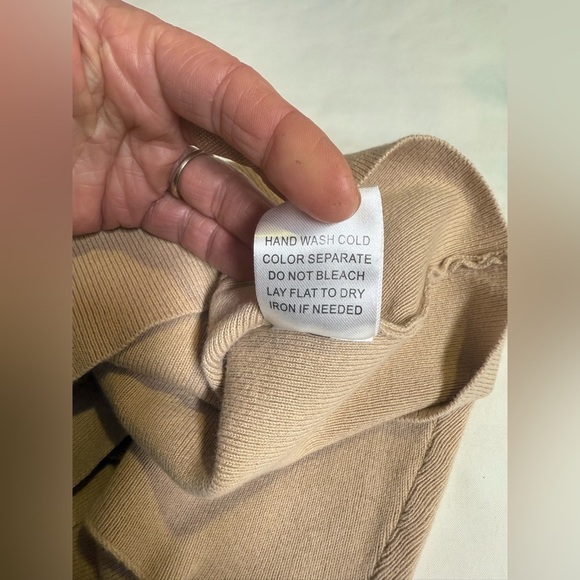 LE LIS Khaki knit crisscross back body con mini dress size L - Picture 13 of 16